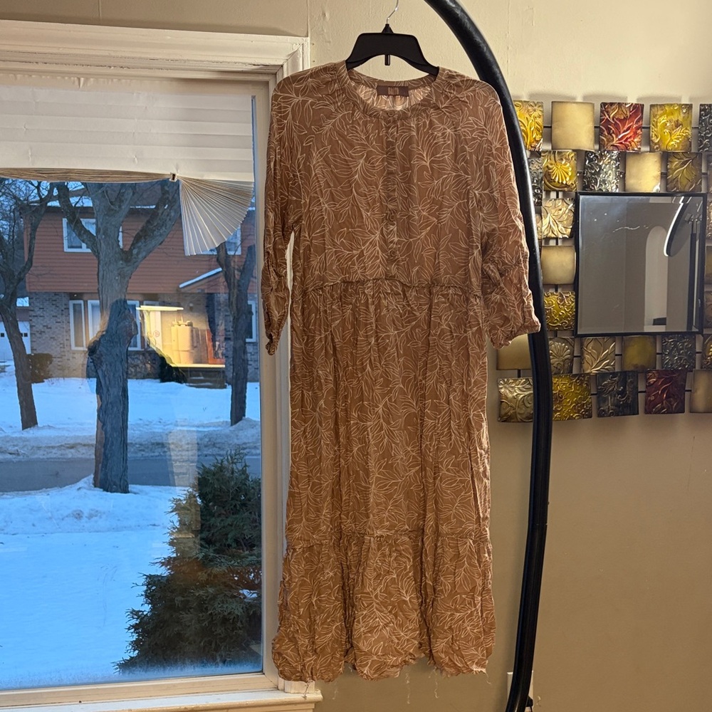 Beige and White Floral dress